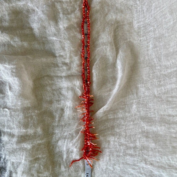 Signed Les Bernard Vintage Salmon Coral Branch Necklace – 28" – 1970s - Picture 9 of 9